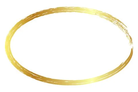 Gold golden vector simple oval frame from crayon, at white background Stock Illustration