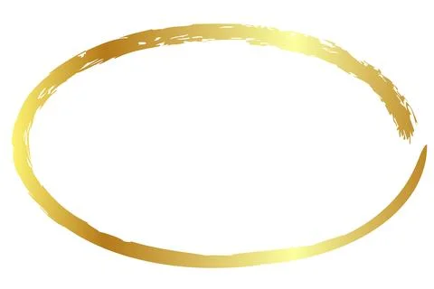 Gold golden vector simple oval frame from crayon, at white background Stock-Illustration