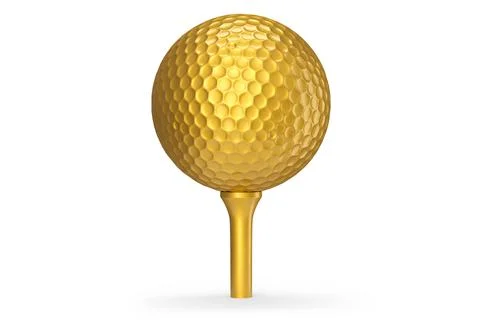 Gold golf ball isolated on white background Stock Illustration