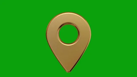Gold gps pin map mark icon sign symbol element loop seamless green screen Stock Footage 291397580