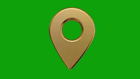 Gold gps pin map mark icon sign symbol element loop seamless green screen Stock Footage 291397590