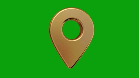 Gold gps pin map mark icon sign symbol element loop seamless green screen Stock Footage 291397591