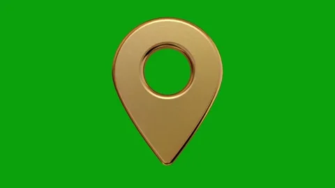 Gold gps pin map mark icon sign symbol element loop seamless green screen Stock Footage 291397592