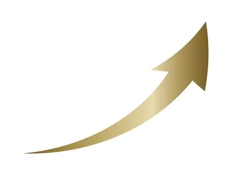 Gold gradient arrow representing rising. Stock Illustration