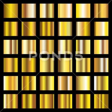 Gold gradient. Golden metal squares vector collection Stock Illustration