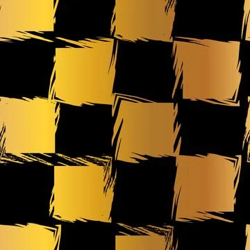 Gold Gradient Grunge Checkered Seamless Pattern Stockillustratie