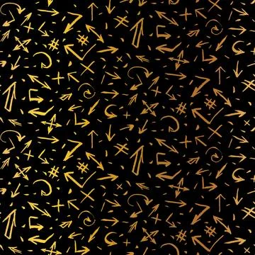 Gold Gradient Grunge Seamless Pattern With Arrows 스톡 일러스트