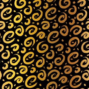 Gold Gradient Grunge Seamless Pattern With Spiral Stock Illustration