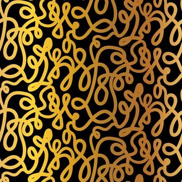 Gold Gradient Grunge Seamless Pattern With Chaos Lines Stock Illustration