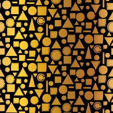 Gold Gradient Grunge Seamless Pattern With Geometric Elements Stockillustratie