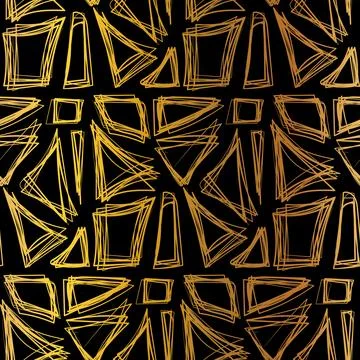 Gold Gradient Grunge Seamless Pattern With Geometric Shapes Illustrazione stock