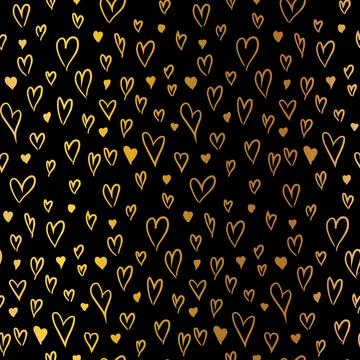 Gold Gradient Grunge Seamless Pattern With Hearts 스톡 일러스트