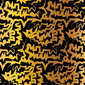 Gold Gradient Grunge Seamless Pattern With Chaotic ZigZag Stockillustratie