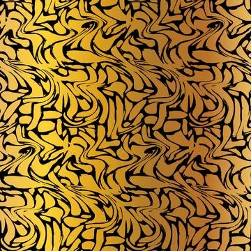 Gold Gradient Grunge Seamless Pattern Wavy Shapes イラスト素材