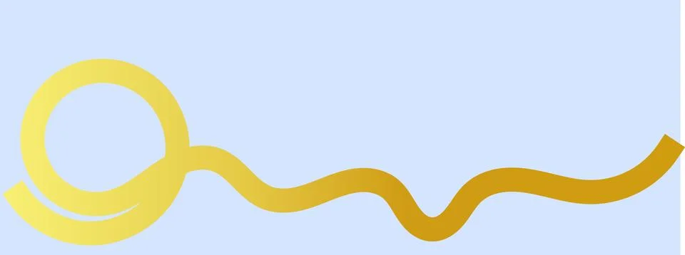 Gold gradient line with loop, metallic wavy stroke, shiny curved path Stockillustratie