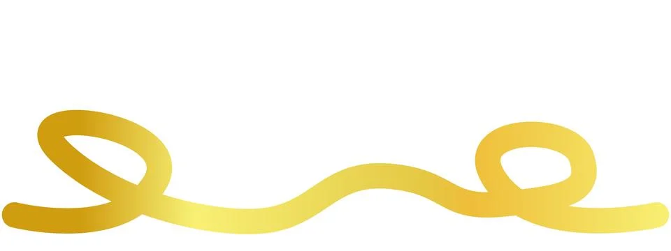 Gold gradient loop line, yellow wavy stroke, abstract ribbon element Stock Illustration