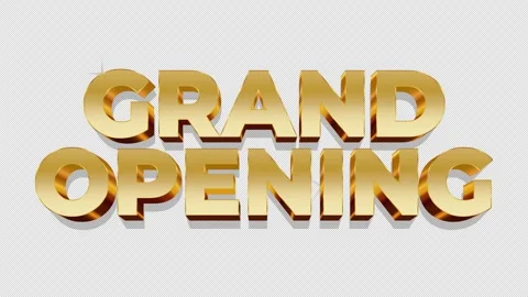 Gold Grand opening sign loop on alpha channel transparent background Stock Footage 343673940