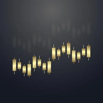A Gold Graph chart, Luxury bar charts with up trend arrow on the top used f.. Ilustração Stock