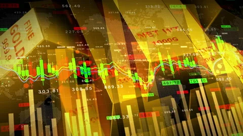 Gold with graph chart stock exchange gold investment, Global finance and gold Stock Footage 217658800
