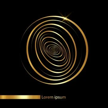 Gold graphical designs with various curves in a circular form, Company logo Stock Illustration