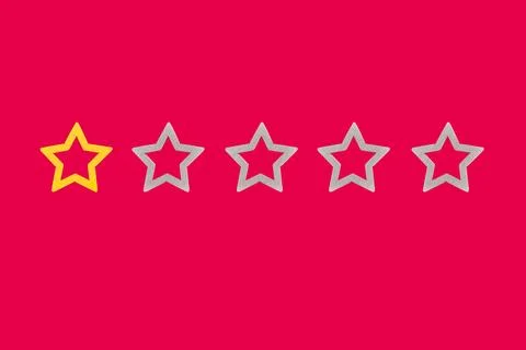 Gold, gray, silver five star shape on a red background. The best excellent .. Stock Photos