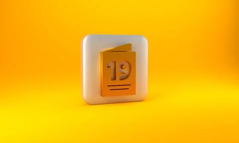 Gold Greeting card with Happy Easter icon isolated on yellow background Stock Illustration