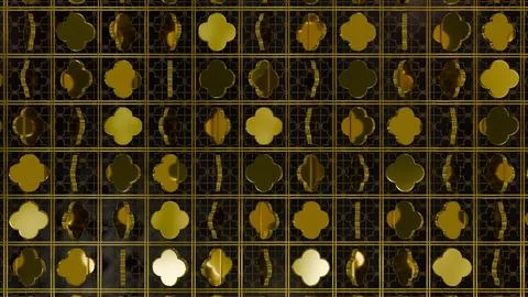 Gold Grid Clover Pattern Background Illustrazione stock