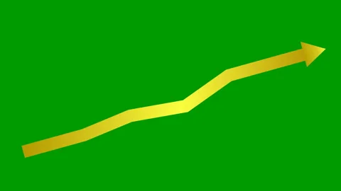 Gold growth chart arrow 3 green Stock Footage 219855558