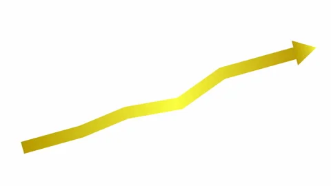 Gold growth chart arrow 3 white Stock Footage 219855560