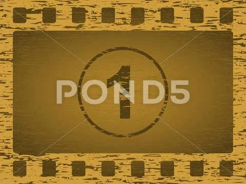 Gold grunge film strip Stock Illustration