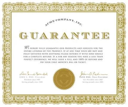 Gold Guarantee Certificate Stock Illustration