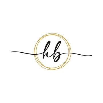 Gold H B Initial Script Letter Beauty Logo Template 스톡 일러스트