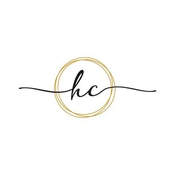 Gold H C Initial Script Letter Beauty Logo Template 스톡 일러스트