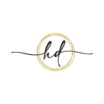 Gold H D Initial Script Letter Beauty Logo Template 스톡 일러스트