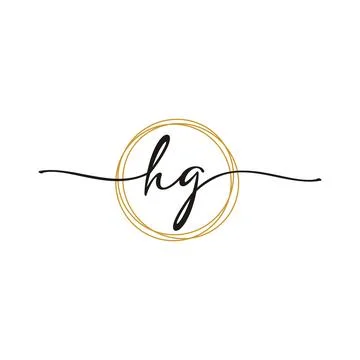 Gold H G Initial Script Letter Beauty Logo Template Stock Illustration