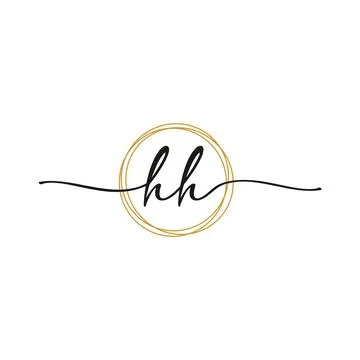 Gold H H Initial Script Letter Beauty Logo Template 스톡 일러스트