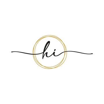 Gold H I Initial Script Letter Beauty Logo Template 스톡 일러스트