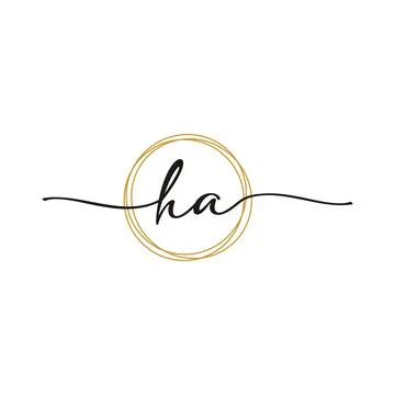Gold H A Initial Script Letter Beauty Logo Template 스톡 일러스트