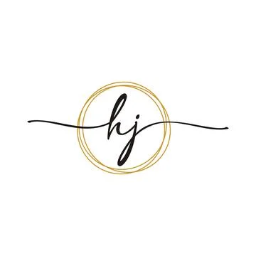 Gold H J Initial Script Letter Beauty Logo Template Stock Illustration