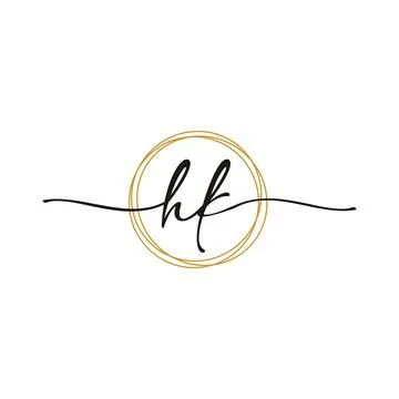 Gold H K Initial Script Letter Beauty Logo Template 스톡 일러스트