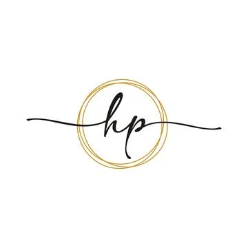 Gold H P Initial Script Letter Beauty Logo Template 스톡 일러스트