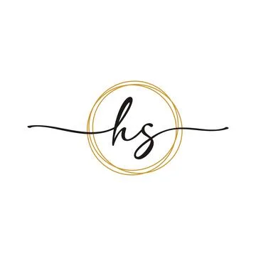 Gold H S Initial Script Letter Beauty Logo Template Stock Illustration