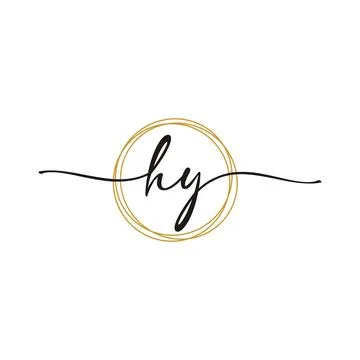 Gold H YA Initial Script Letter Beauty Logo Template 스톡 일러스트