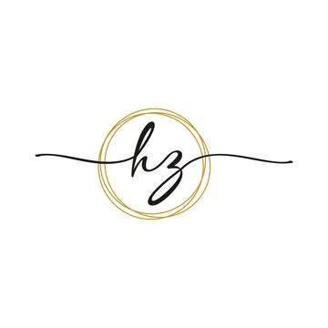 Gold H Z Initial Script Letter Beauty Logo Template 스톡 일러스트