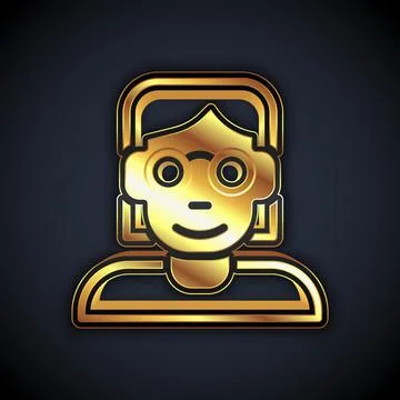 Gold Hacker or coder icon isolated on black background. Programmer developer Stock Illustration