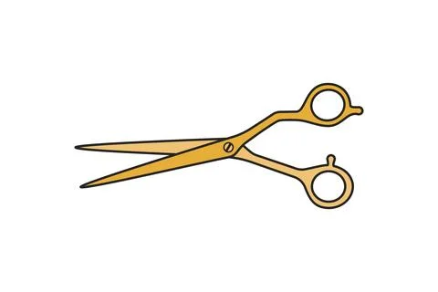 Gold Hairdressing Scissors Open Vector Stock Illustration