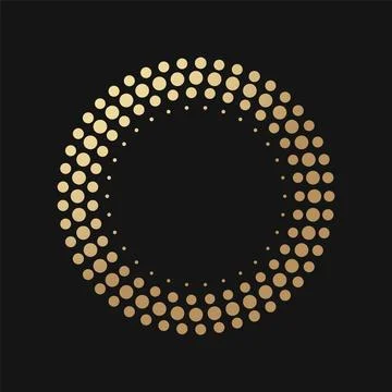 Gold Halftone round frame design. Round luxury logo abstract golden ring emblem Stock Illustration
