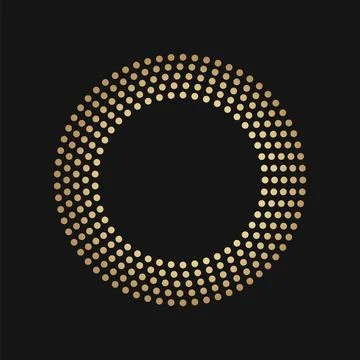 Gold Halftone round frame design. Round luxury logo abstract golden ring emblem Stock Illustration
