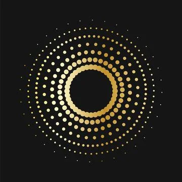 Gold Halftone round frame design. Round luxury logo abstract golden ring emblem Illustrazione stock
