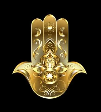 Gold Hamsa hand Stock Illustration